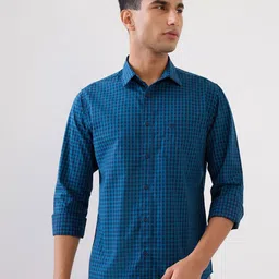 Raymond Gingham Checked Button Down Collar Pure Cotton Casual Shirt-image-6