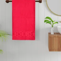 home expressions Red Floral Printed Cotton 470 GSM Bath Towel-picture-28