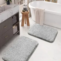 LUXEHOME INTERNATIONAL Set Of 2 Grey 2200 GSM Anti-Slip Bath Rugs-image-35