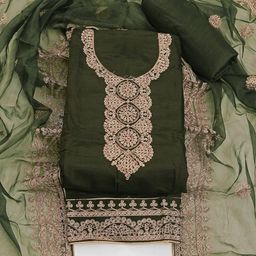 ASISA Floral Embroidered Beads and Stones Chanderi Silk Unstitched Dress Material-image-70