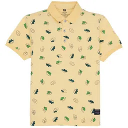 Status Quo Boys Printed Polo Collar Tropical Applique T-shirt-image-97