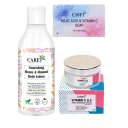 CARET ORGANIC Set of 3 Almond Body Lotion, Vitamin C Cream & Kojic Acid Vitamin C Soap-13