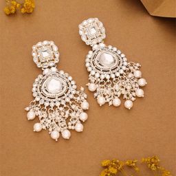 MEIRA JEWELLERY Gold-Plated Stones Studded & Beaded Contemporary Drop Earrings-picture-48