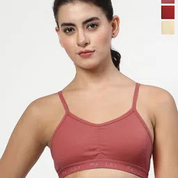 LILY Stropsyliad Pack Of 3 Full Coverage Non Padded Seamless Running Sports Bra-10