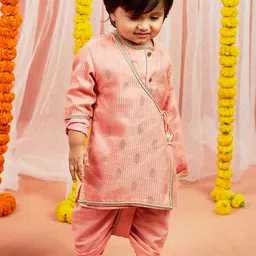 VASTRAMAY Boys Floral Embroidered Tiered Kantha Work Kurta with Dhoti Pants-41