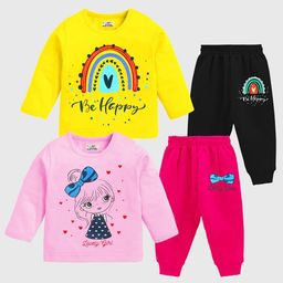 KUCHIPOO Girls Pack of 2 Printed Long Sleeves T-shirt with Joggers-image-68