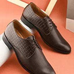 John Karsun Men Leather Textured Formal Derbys-image-24
