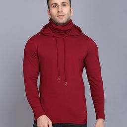 WOOSTRO Men Hooded Slim Fit T-shirt with Mask-image-35