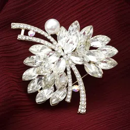 PANASH Gold Plated Stone Studded & Pearls Beaded Saree Brooch-64