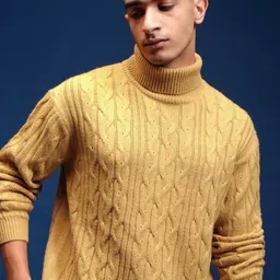 HIGHLANDER Men Turtle Neck Cable Knit Pullover Sweater-picture-23
