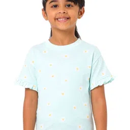 Nuego Girls Floral Printed Bio Finish T-shirt-image-63