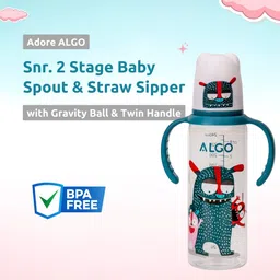 Adore Snr. 2 in 1 Baby Silicon Spout & Straw Sipper with Gravity Ball-250ml image 4
