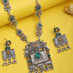 PUJVI Stones Studded & Beaded Jewellery Set-image-16