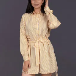 La Aimee Striped Shirt Dress-image-19
