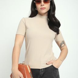R&B Women High Neck Short Sleeves Top-image-78