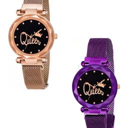 Miss Perfect Set Of 2 Women Dial & Bracelet Style Straps Analogue Watch-picture-29