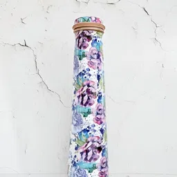 BLANK SLATE HOME Iris Bloom White & Purple Printed Copper Water Bottle 750ml-image-96