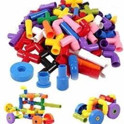 Colourful Creative Educational Puzzle Construction Plastic Water Pipe Shaped Building Blocks (Multicolor)-image-9