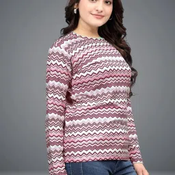 Women Printed Round Neck Polyester Red, White T-Shirt-picture-25