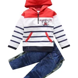 Shirazi Kids Striped Hooded T-Shirt With Trouser-image-17