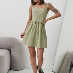 LULU & SKY Women Shoulder Straps Fit and Flare Criss-cross Back Mini Dress-picture-17