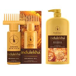 Indulekha Set of Bringha Hair Oil - 100 ml & Bringha Shampoo - 1 L-3