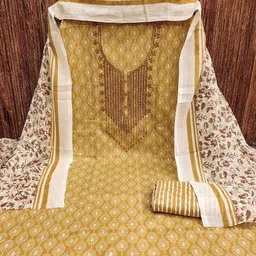 SHADOW & SAINING Bandhnai Printed Sequinned Pure Cotton Unstitched Dress Material-19