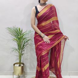 Moda Rapido Striped Pure Georgette Saree-image-76