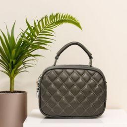 BANDICOOT Women Solid Structured Quilted Handheld Bag-image-23