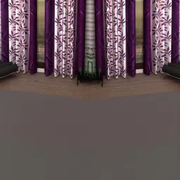 BELLA TRUE 213 cm (7 ft) Polyester Semi Transparent Door Curtain (Pack Of 4) (Floral, Purple)-image-44