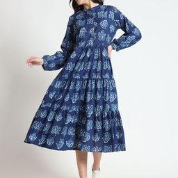 KALINI Ethnic Motifs Print Formal Fit & Flare Midi Dress-image-17