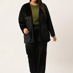 theRebelinme Front Open Velvet Shrug With Trousers Co-Ords-34