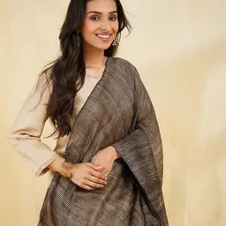 Fabindia Striped Woven Design Silk Dupatta-picture-27