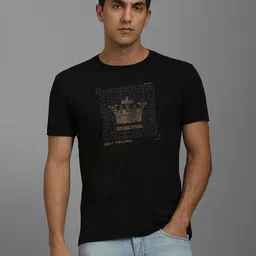 Louis Philippe Cotton Typographic Printed Round Neck Slim Fit T-Shirt-picture-38