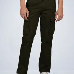 t-base Men Cotton Mid-Rise Regular Fit Cargos Trousers-image-31