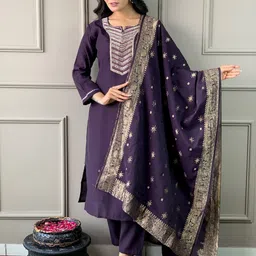 KALINI Women Floral Embroidered Regular Kurta with Palazzos & With Dupatta-image-46
