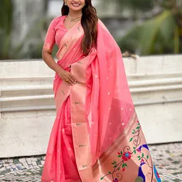 ELITE WEAVES Woven Design Zari Organza Paithani Saree-picture-55