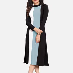DressBerry Women Colourblocked A-Line Midi Dress-image-27