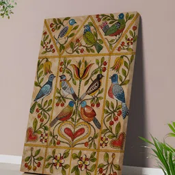 Aura Beige & Blue Birds Canvas Wall Art-image-51