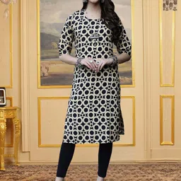 HERE&NOW Selection Of 2 Geometric Printed Round Neck Straight Kurtas-image-54