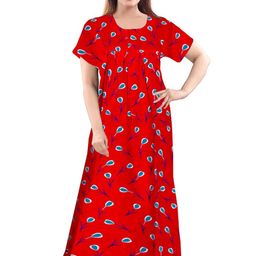 AAKARSHANA CREATION Women Red Maxi Nightdress-image-126
