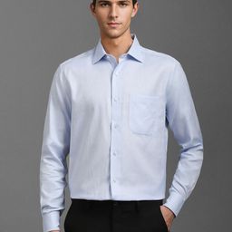 Louis Philippe Men Classic Spread Collar Textured Cotton Formal Shirt-image-51