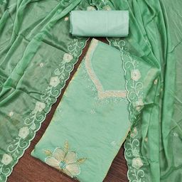 MANVAA Embroidered Satin Unstitched Dress Material-picture-38