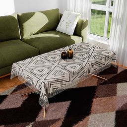 Kuber Industries Grey Geometric Printed Anti-Skid Plastic 4-Seater Table Cover-40