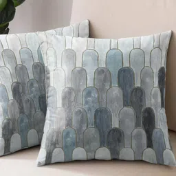 Aura Grey & Gold-Toned 2 Pieces Abstract Printed Square Cushion Covers-24