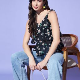CORSICA Floral Print Ruffles Georgette Peplum Top-picture-23