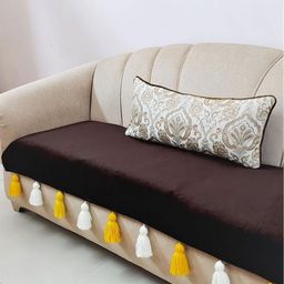 THROWPILLOW Brown & White Solid Polyester 1 Piece Sofa Cover-picture-12