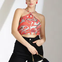 Kotty Tribal Print Halter Neck Crop Top-32