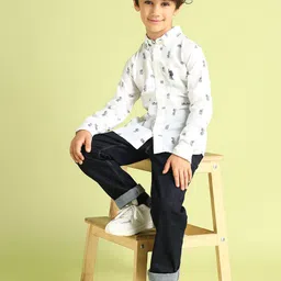 U.S. Polo Assn. Kids Boys Brand Logo Print Pure Cotton Casual Shirt-image-38