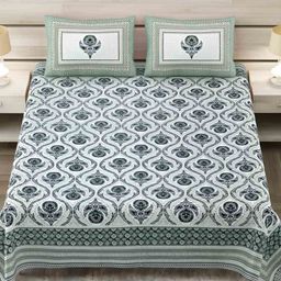 Jinaya's Multicoloured & Multicoloured Floral 300 TC King Bedsheet with 2 Pillow Covers-image-68